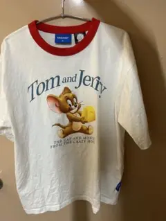 Tom and Jerry Tシャツ（ホワイト、赤い襟）