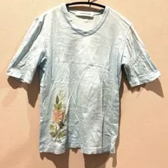 アズノゥアズドゥバズ 花柄 刺繍 Vネック 半袖 S 水色 綿 お出かけ デートのサムネイル
