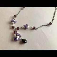 ネックレス チョーカー アクセサリー ビーズ パープル系