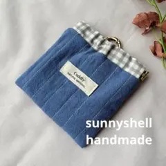 リネン　ふかふかバネ口ポーチ　ハンドメイドポーチ