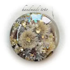 茶系フラワー ヘアゴム