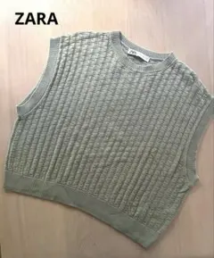 美品　ZARA オリーブグリーン ニットベスト S