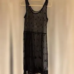GU ブラック 刺繍 キャミワンピース L