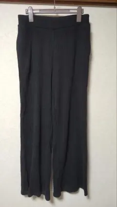 UNIQLO ユニクロ リブコットンワイドパンツ Ｌ ブラック
