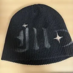 ブラック ニット帽 ビーニー 星型スタッズ付き