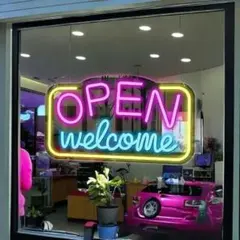 New【最安値ネオン祭り】 オープンウエルカムＯＰＥＮネオン看板のサムネイル