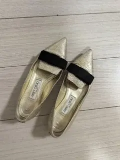 正規品JIMMY CHOO ゴールド ポインテッドトゥパンプス 36.5