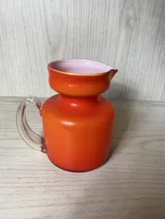 昭和レトロ　ガラス製花瓶　オレンジ
