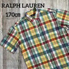 RALPH LAUREN＊チェック柄ボタンダウンシャツ＊コットン＊サイズL＊半袖
