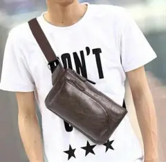 ショルダーバッグ ボディバッグ [焦げ茶色] 斜め掛け レザーワンコンパクト