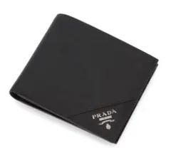 PRADA 二つ折り財布 メンズブラック レザー