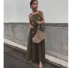 ameri vintage BUTTON MOTIF APRON DRESS