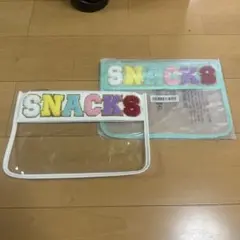 SNACKS刺繍ポーチ（ホワイト・水色）