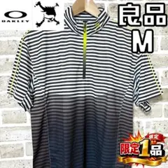【早い者勝ち✨】オークリー スカル メンズ 半袖ハーフジップシャツ M ボーダー
