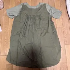 オリーブグリーン 半袖シャツワンピース Fサイズ