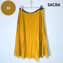 サクラ SACRA ★ プリーツスカートマスタードイエロー 38 日本製 膝下丈のサムネイル