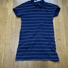 LACOSTE ボーダー柄 ポロワンピース ネイビー 38