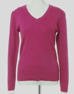 INGNIソウバリリブVネックニットピンク ニットセーター 長袖