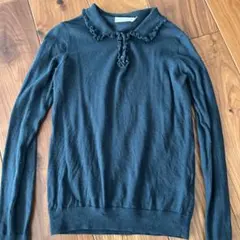 Bonpointダークグリーン フリル付き長袖カットソー 12A