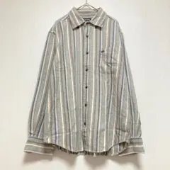【マックレガー】長袖シャツ グレー系 ストライプ柄 メンズ L 綿100％ 春秋