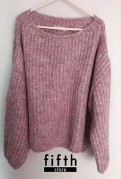 fifth リブ編みニット セーター ピンク 大きめ オーバーサイズ フリー
