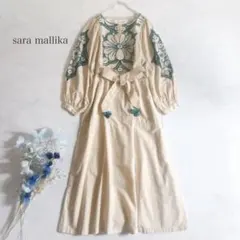 極美品✨サラマリカ コットンブロックフラワープリントフリルドレス