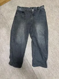 9090 ダークグレー デニムパンツ ワイドシルエット