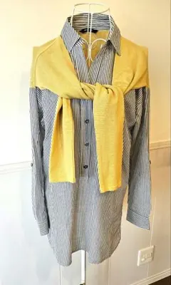 メイソングレイ　ストライプ長袖シャツ　ニット付き