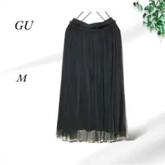 a810.ジーユー/総レーススカート【M】ブラック/被りなし/訳あり