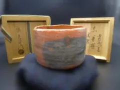 楽吉左衛門 十五代直入 赤筒茶碗／共箱共布／銘「寒月」／裏千家十五代