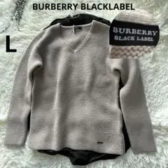 バーバリーブラックレーベル長袖 ウールニット ロゴプレート付 L レディース