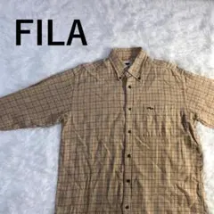 FILA 長袖チェック柄シャツ ベージュ ボタンダウン Mサイズのサムネイル
