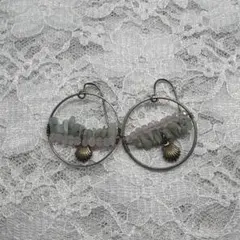 アクアマリン・ローズクォーツ フープピアス