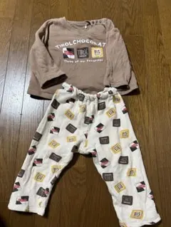 チロルチョコ BIS柄 ベビーパジャマ 上下セット ブラウン 90