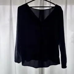 Vネック 長袖シャツ ネイビー