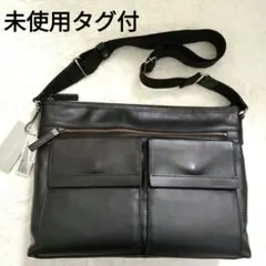 未使用タグ付　カルバンクライン　ショルダーバッグ メッセンジャーレザー 黒