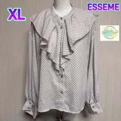 【美品】 ESSEME エシーム　フリル襟　ブラウス　ドット柄　XL D6
