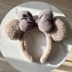 美品　ディズニー ミニー カチューシャ ボア ブラウン　もこもこ
