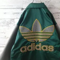 アディダス 刺繍両面ロゴ 異素材切替 フリース ナイロンジャケット デサント製