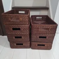 【美品】ニトリ　ラタンバスケット大×7個セット