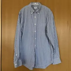ユニクロ メンズボタンダウンシャツ ネイビーストライプ S