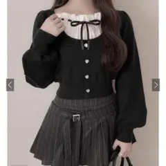 GRL ハートボタンレイヤード風リボンニットトップス mb1620