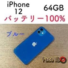 【美品】iPhone12 本体 ブルー 64GB SIMフリー 本体 動作確認済