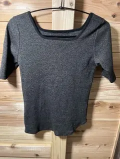 ダークグレー 五分袖 トップス Fサイズ