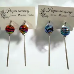 個性派ネオンカラー ロングイヤリング 2set