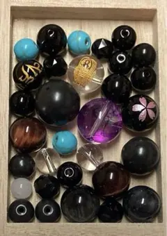 天然石ビーズセット（黒系）