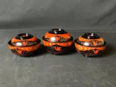 秀衝椀 鶴蒔絵 3客 天然木 汁椀 茶懐石道具 輪島塗会津塗 916