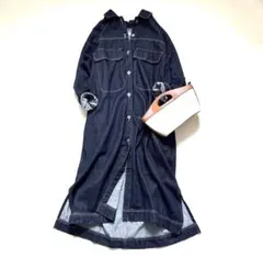 チャオパニックティピー　デニムシャツワンピース ロング丈 インディゴ