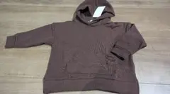 男の子　女の子　ブラウン フード付き 裏起毛トレーナー　100 新品