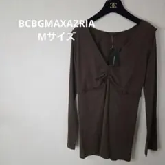 BCBGMAXAZRIA　マホガニーカラートップス ブラウン　長袖　Vネック　Mのサムネイル